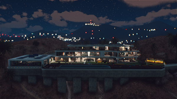 Front view of Desert Mansion 2.0 FiveM map